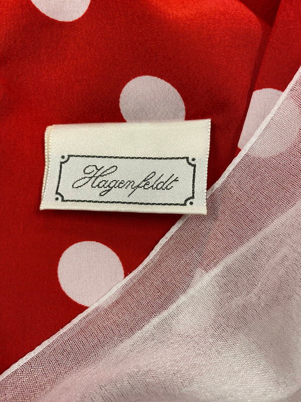 Vintage 20er-Jahre Tageskleid / Tea Dress – Rot mit weißen Punkten – Gr. ca. 44