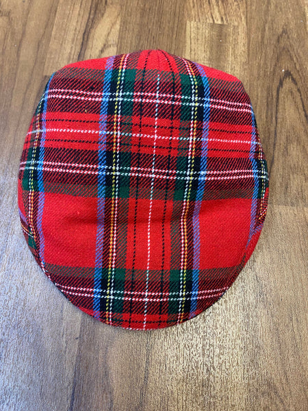 „20er Jahre Jungen Schiebermütze in rot kariertem Tartan Muster Größe 54 cm im Peaky Blinders Stil“