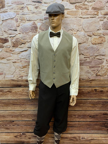 „20er-Jahre Herren-Outfit mit Weste, Knickerbocker und Schiebermütze in Größe 56“