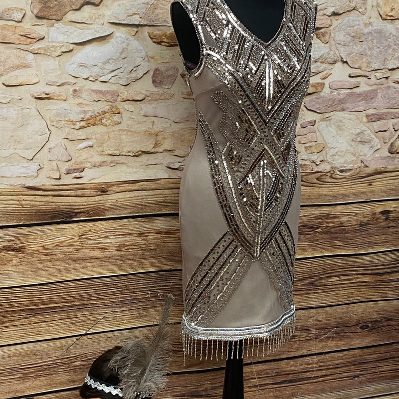 Hochwertiges 3teilige Charlestonkleid im 20er Jahre Stil Gr.36