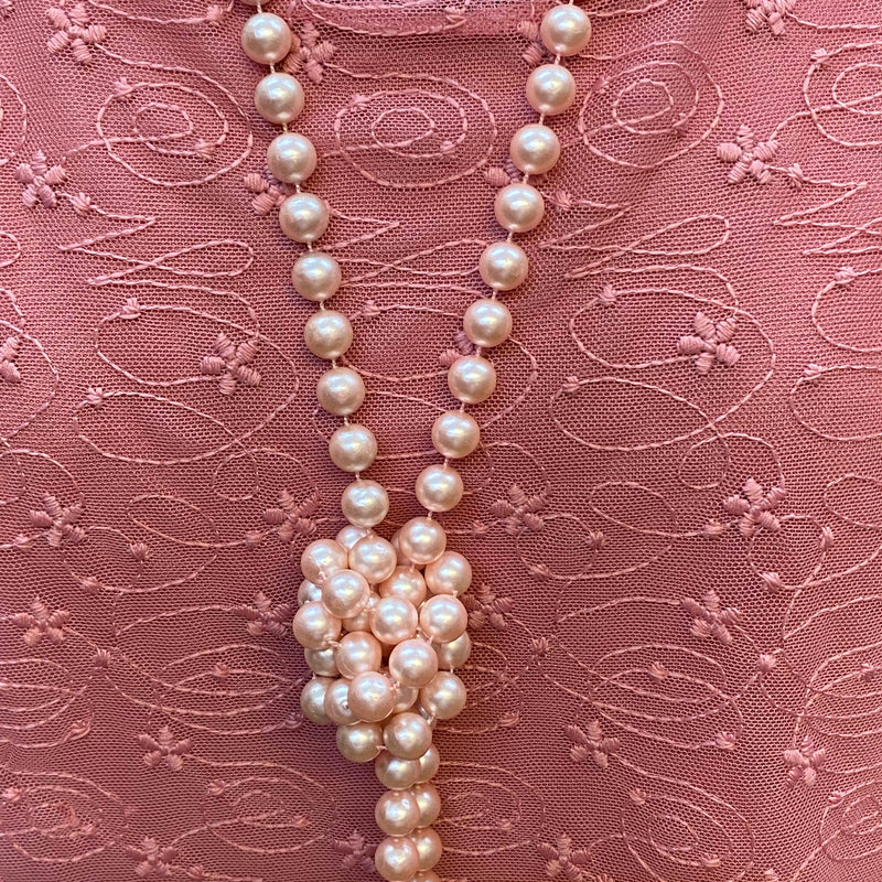 20er Jahre Spitzen-Kleid Rosé – Gr. 42K