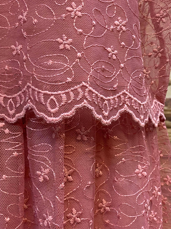 20er Jahre Spitzen-Kleid Rosé – Gr. 42K