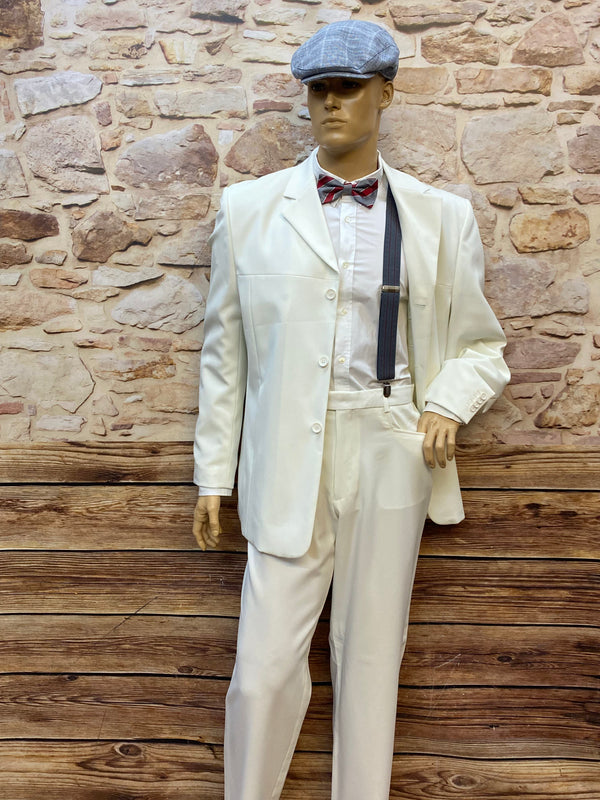 20er Jahre Herren Outfit Gr. 54 – weißer Anzug & Schiebermütze