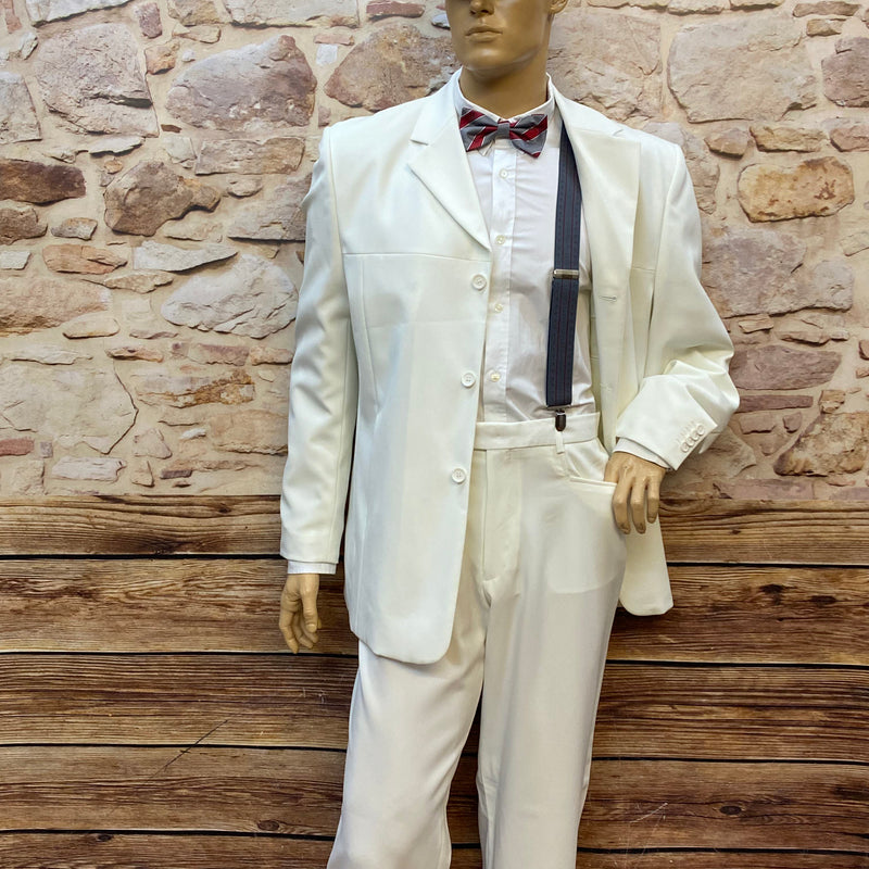 20er Jahre Herren Outfit Gr. 54 – weißer Anzug & Schiebermütze