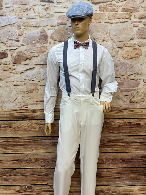 20er Jahre Herren Outfit Gr. 54 – weißer Anzug & Schiebermütze
