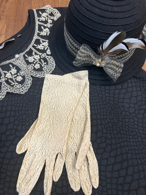 20er-Jahre Komplett-Outfit – Kleid Gr. 36