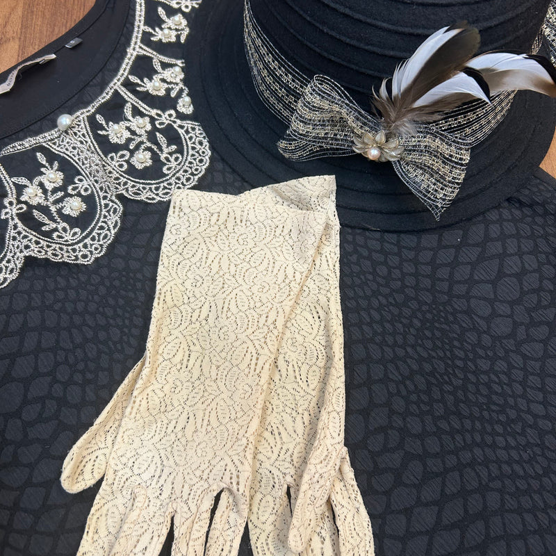 20er-Jahre Komplett-Outfit – Kleid Gr. 36