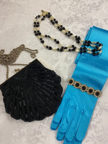 20er Jahre Damen-Set Schwarz/Türkis