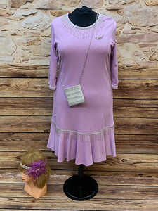 Hochwertiges Kleid im 20er Jahre Stil, mit kl.Handtasche und Kopfschmuck Gr.50