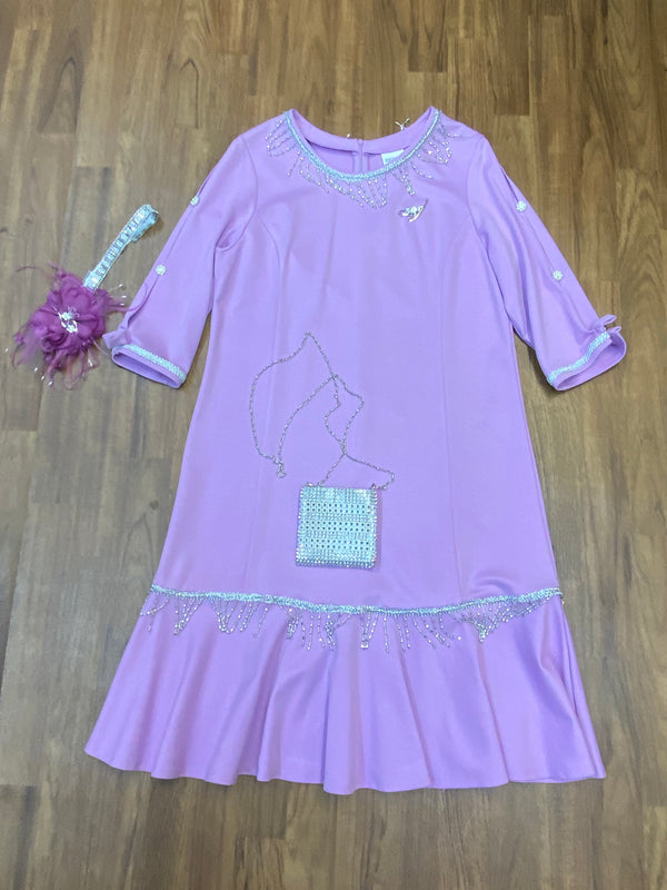 Hochwertiges Kleid im 20er Jahre Stil, mit kl.Handtasche und Kopfschmuck Gr.50