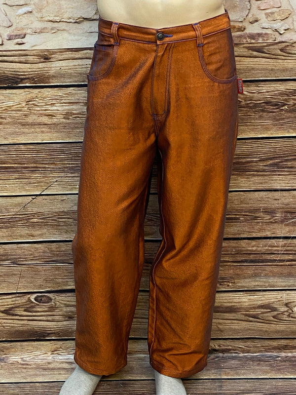 „Vintage 90er Baggy Jeans Herren orange mit 2Pac Schriftzug Streetwear Hose“