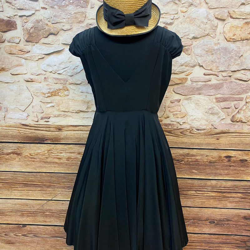 Schwarzes Vintage Cocktailkleid 3teilig, orginal 1950er Gr.38, Ansicht 2