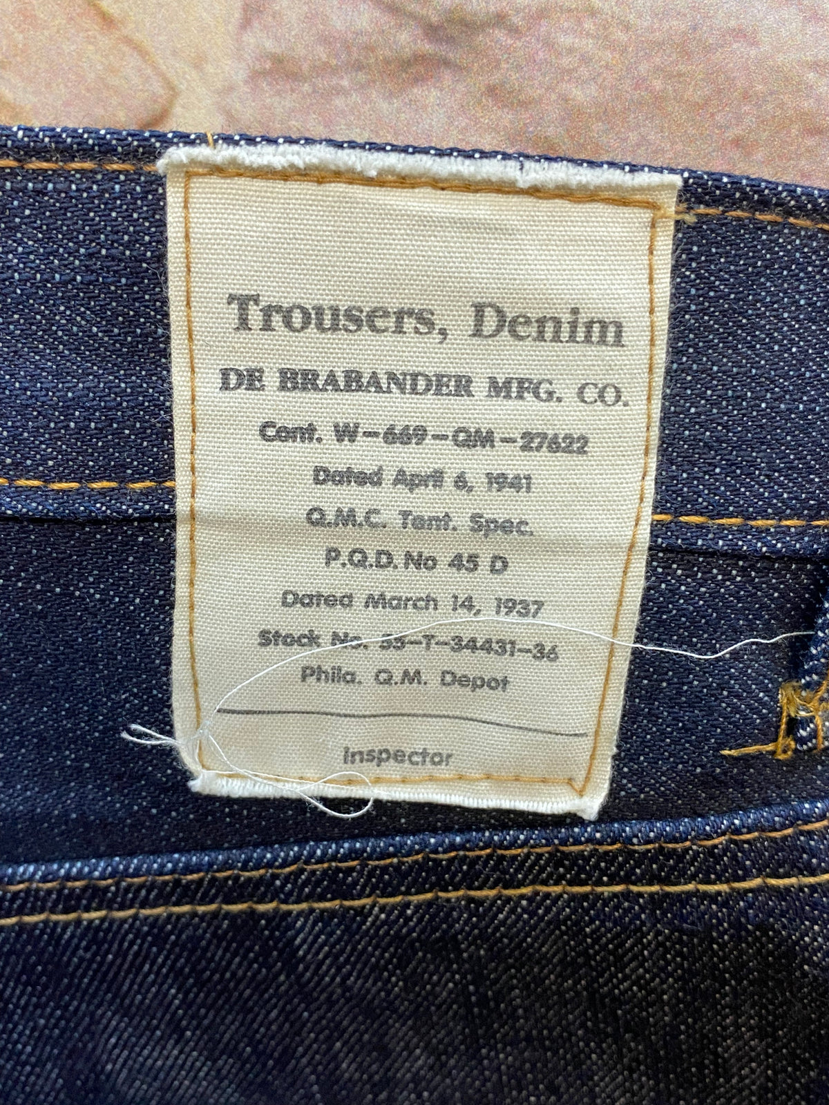 Jean de travail classique des années 50, pantalon, denim bleu, De Brabander Mfg. Co