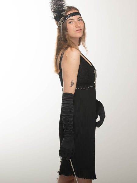Hochwertiges Flapperkleid 20er Jahre Mode, Charlestonkleid Gr.34 schwarz