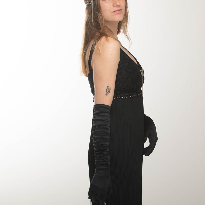 Hochwertiges Flapperkleid 20er Jahre Mode, Charlestonkleid Gr.34 schwarz