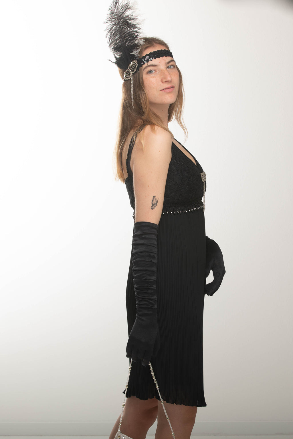 Hochwertiges Flapperkleid 20er Jahre Mode, Charlestonkleid Gr.34 schwarz