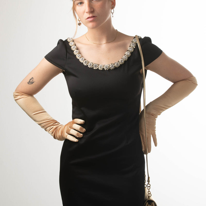 Hochwertiges Flapperkleid 20er Jahre Mode, Charlestonkleid Gr.34 schwarz/gold