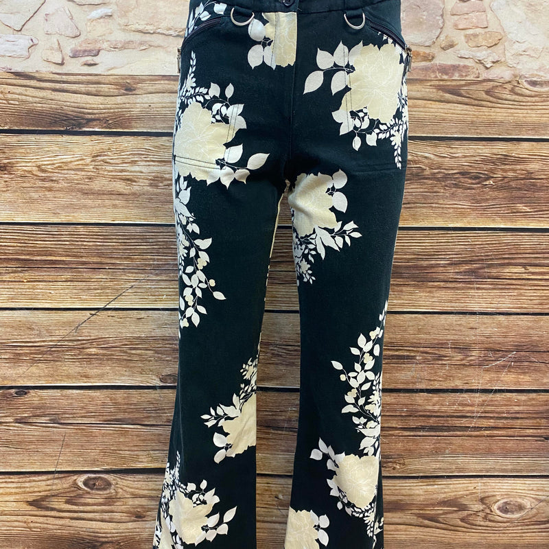 Retro- Hose mit Blumenmuster, 70er Jahre – Größe S