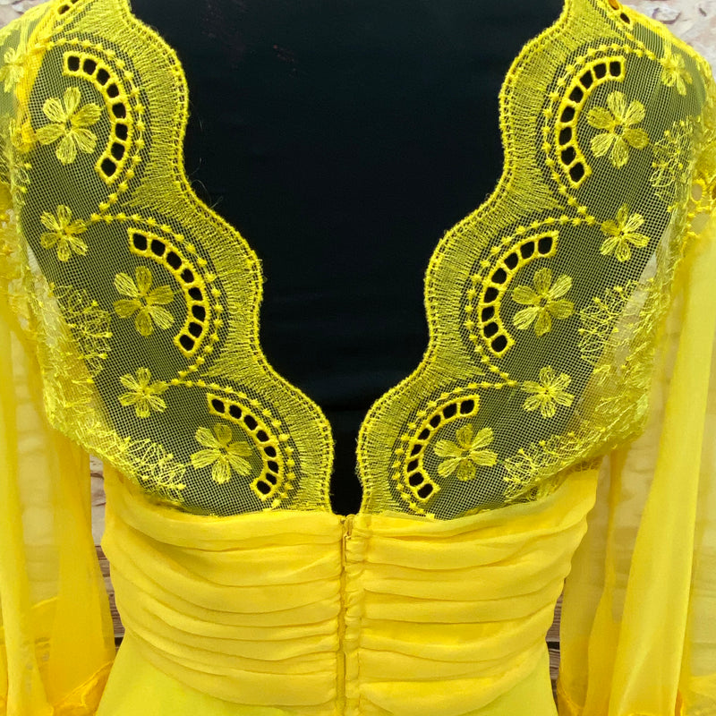 Original 70er Jahre Vintage Maxikleid Gr.36 in knalligem Gelb
