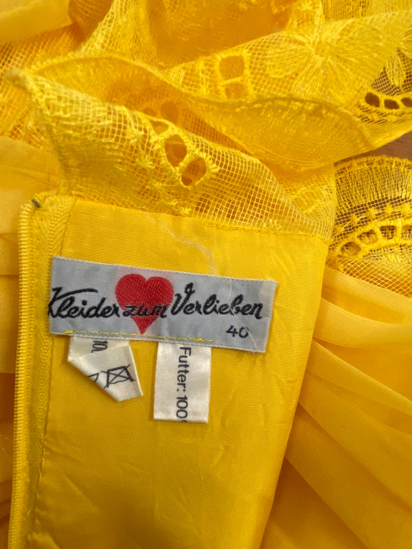 Original 70er Jahre Vintage Maxikleid Gr.36 in knalligem Gelb