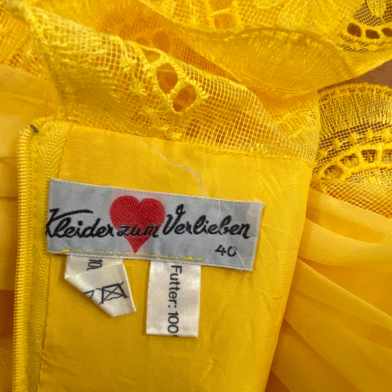 Original 70er Jahre Vintage Maxikleid Gr.36 in knalligem Gelb
