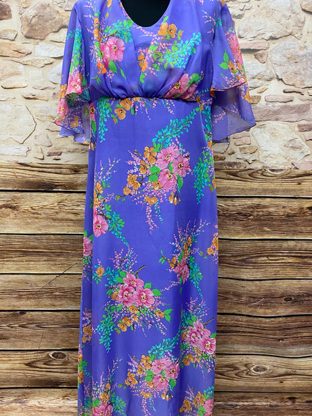 70er Jahre Maxi-Kleid True Vintage Original Gr.44