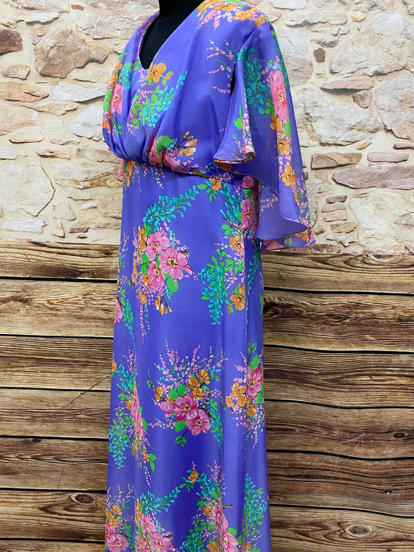 70er Jahre Maxi-Kleid True Vintage Original Gr.44