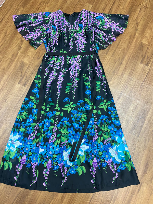 70er Jahre Maxikleid True Vintage Original Gr.46/48