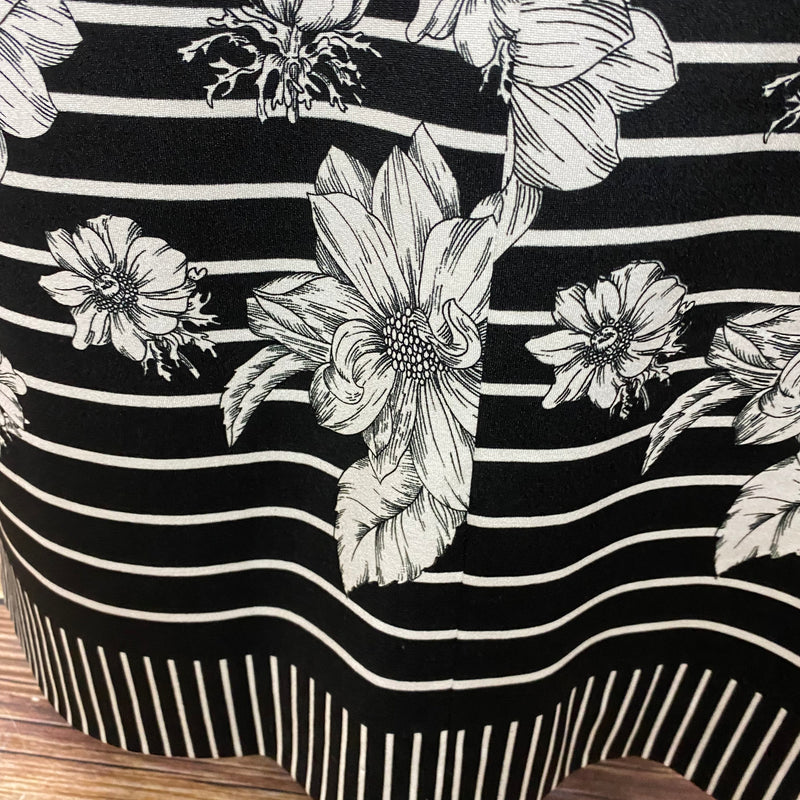 Langes Vintage Kleid Maxikleid 70er Jahre schwarz/weiß Gr.44