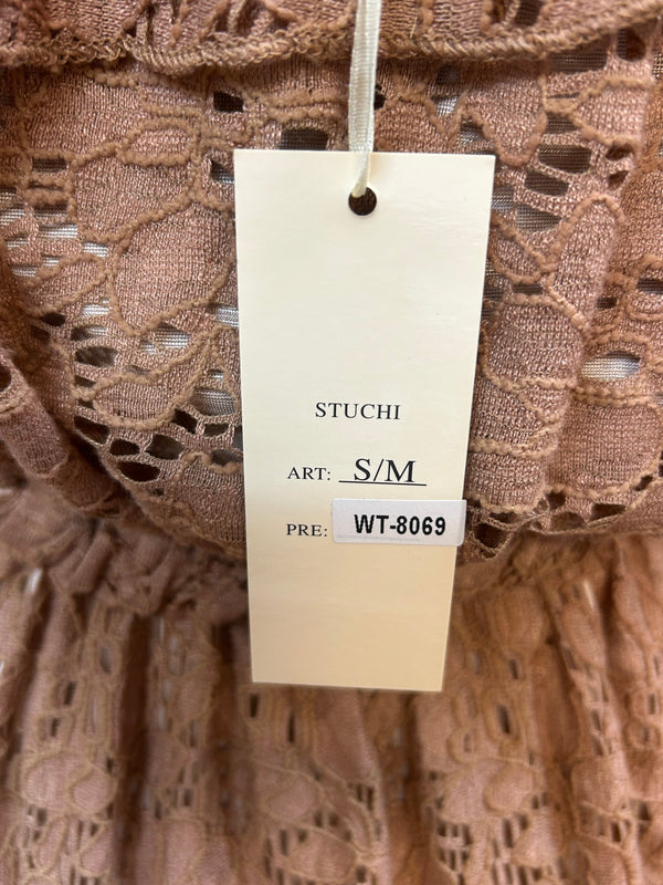 Stuchi Spitzen-Top S/M – Off-Shoulder in Cappuccino