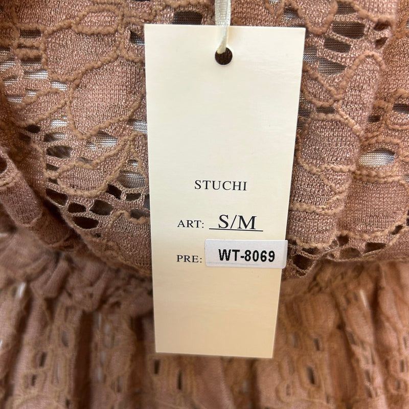 Stuchi Spitzen-Top S/M – Off-Shoulder in Cappuccino