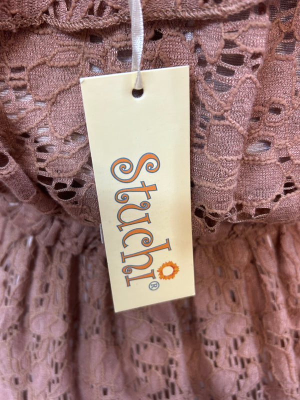 Stuchi Spitzen-Top S/M – Off-Shoulder in Cappuccino