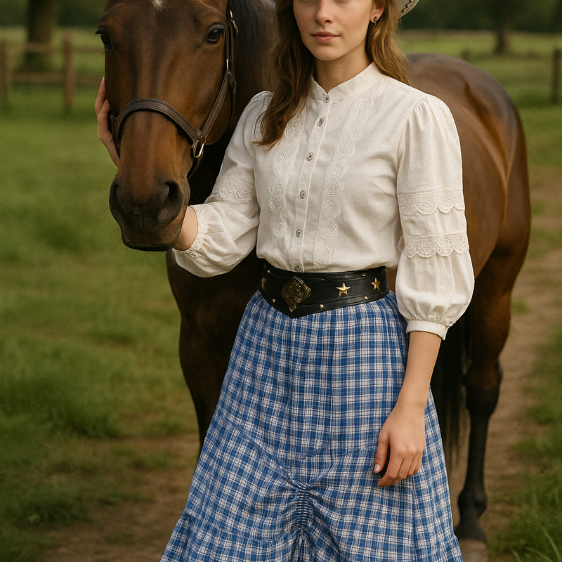 Country Charme in Blau – Komplettes Damen-Outfit Gr. 36