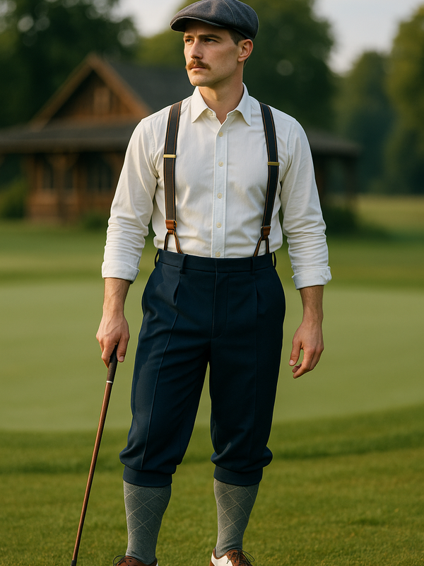 Marineblaue Knickerbocker Gr. 52 – 20er-Jahre-Golfer-Look, Bund 97 cm