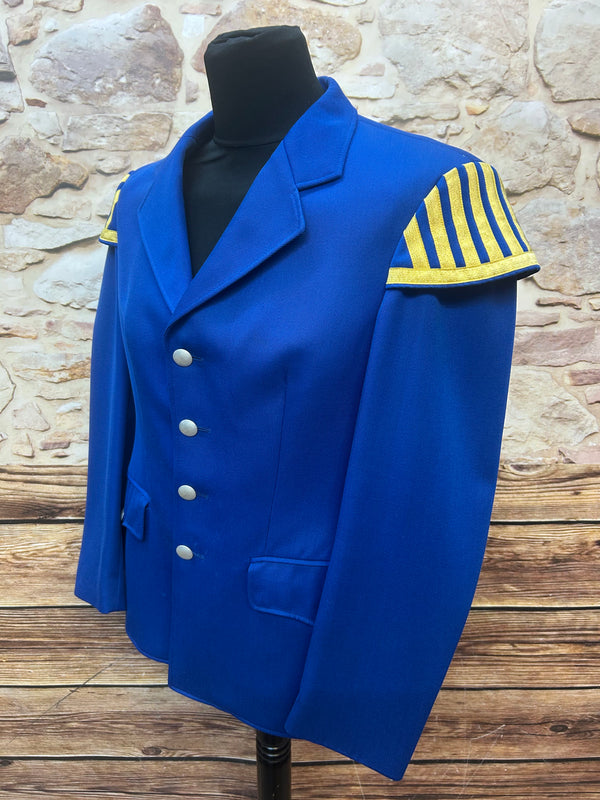 Vintage Uniformjacke Blau mit goldenen Epauletten – Größe ca. 48