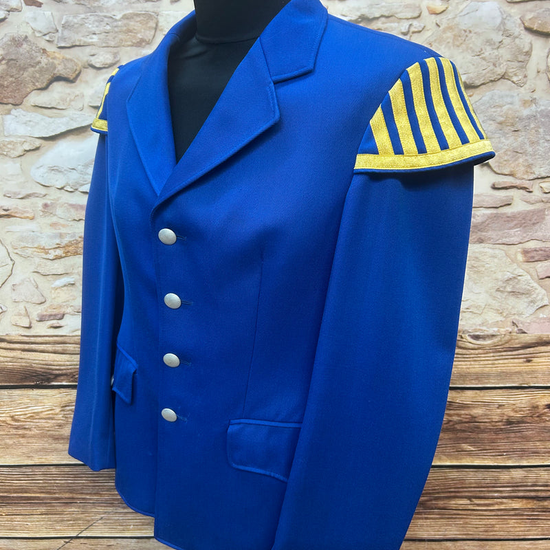 Vintage Uniformjacke Blau mit goldenen Epauletten – Größe ca. 48