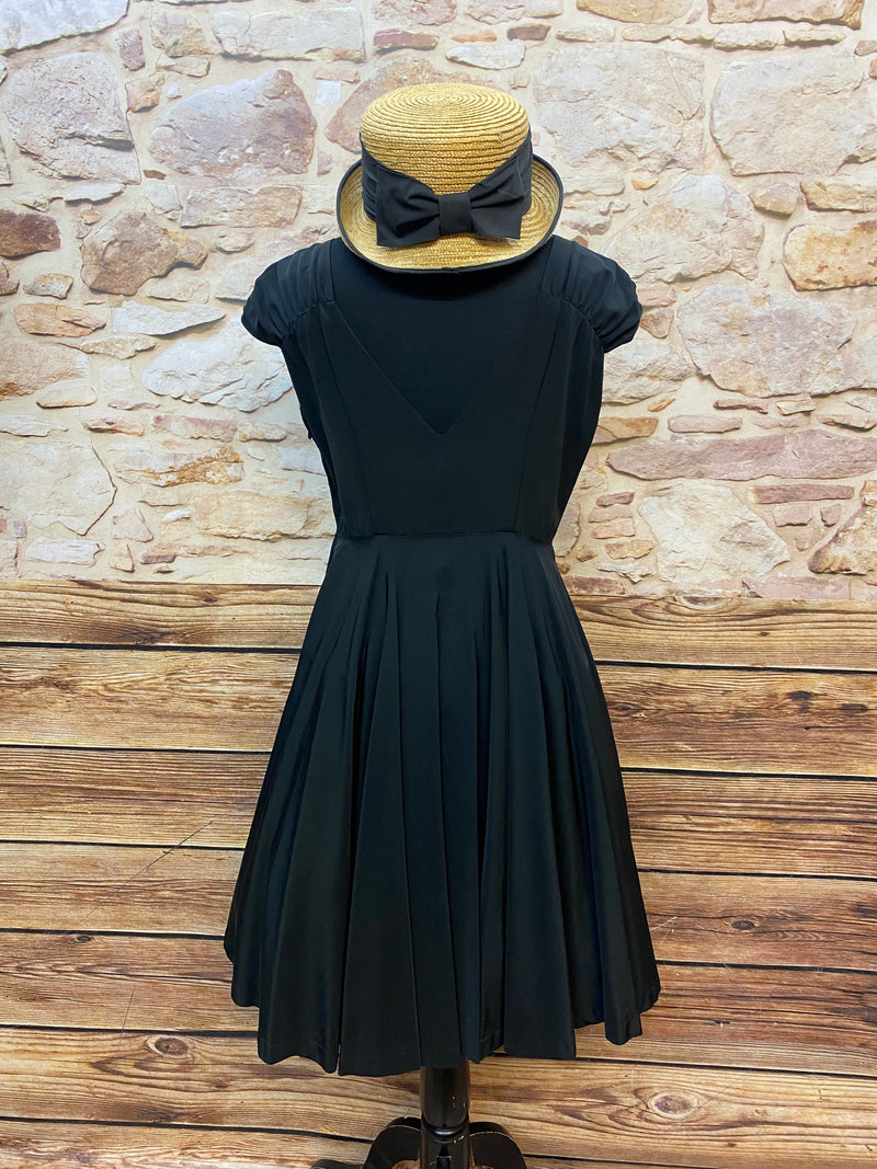 Robe de cocktail vintage noire 3 pièces, originale années 1950 taille 38