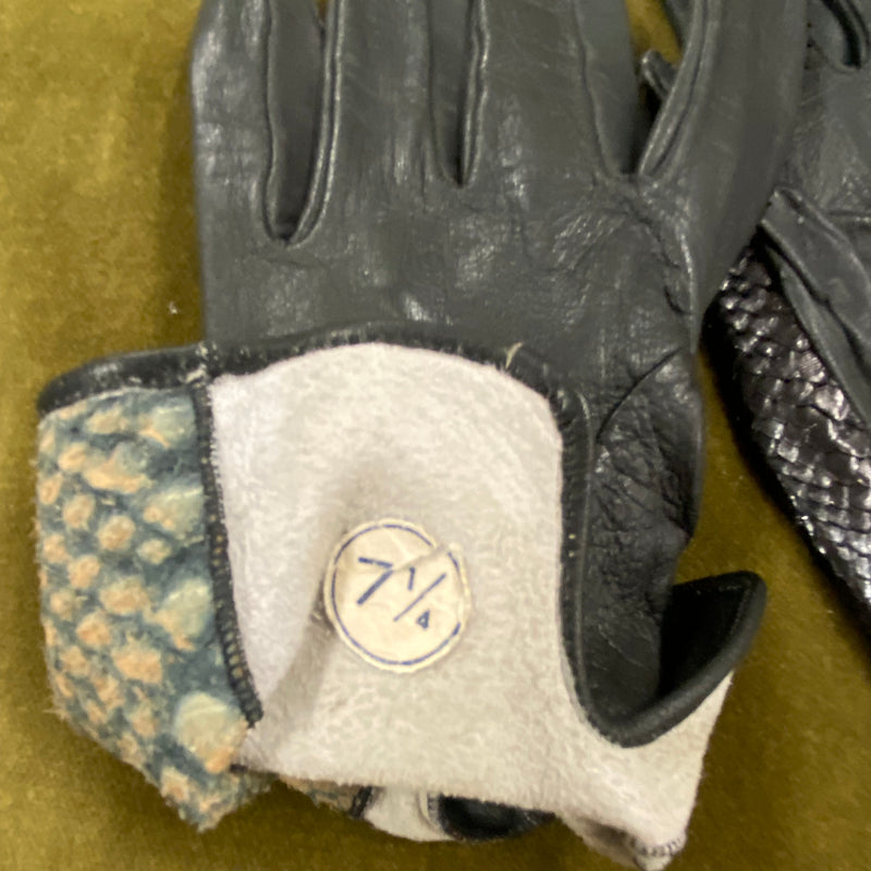 Vintage Damen Lederhandschuhe mit Schlangenprägung Gr.7 1/4
