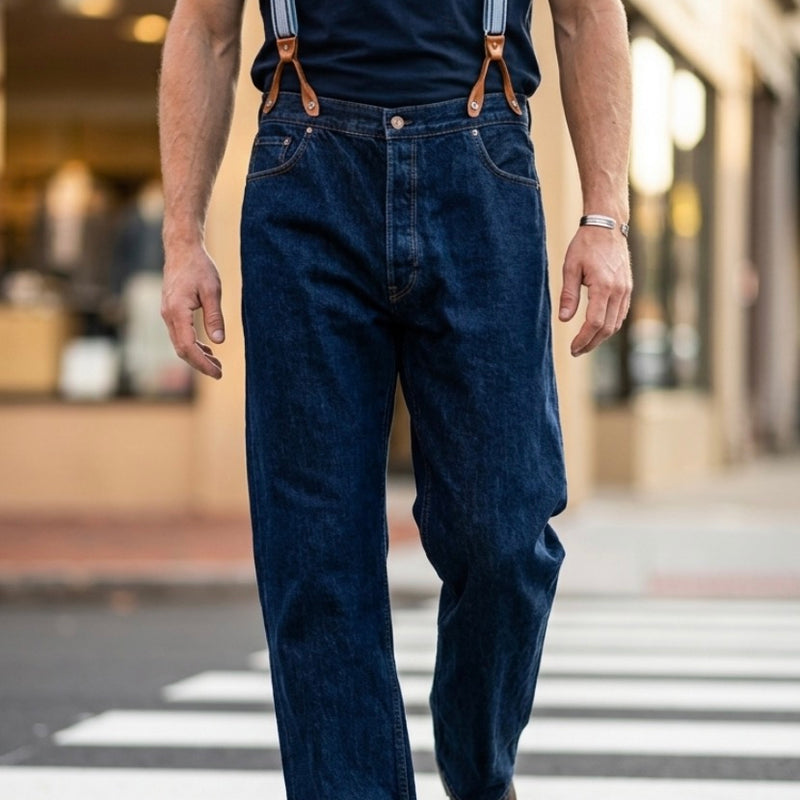 Vintage Levi’s 501 Herren Jeans Blau W38 L38 – Rockabilly 50er Jahre Stil mit Hosenträgern