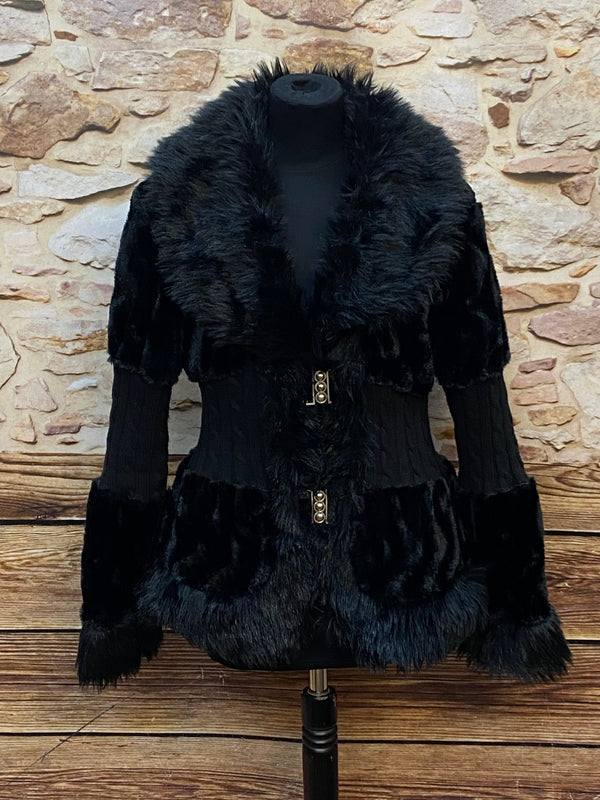 Schwarze Teddyjacke im Vintage-Stil