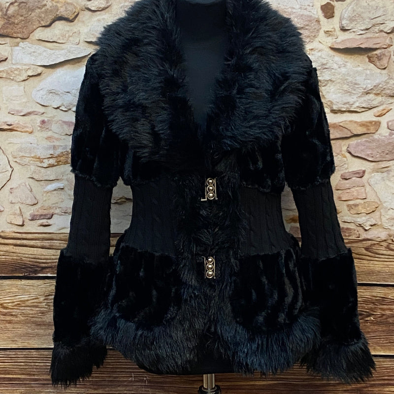 Schwarze Teddyjacke im Vintage-Stil