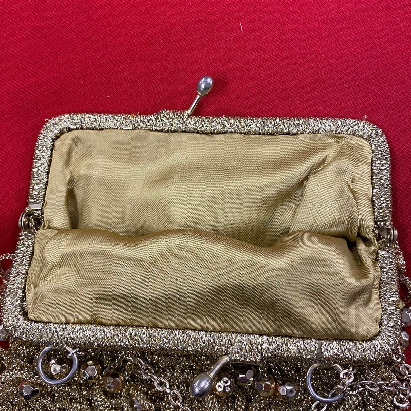Vintage Gold Lurex Häkeltasche mit Kettengriff
