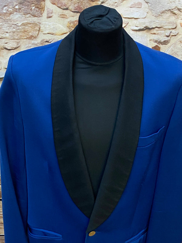 Royalblauer Vintage Smoking-Blazer – Gr. 50/52