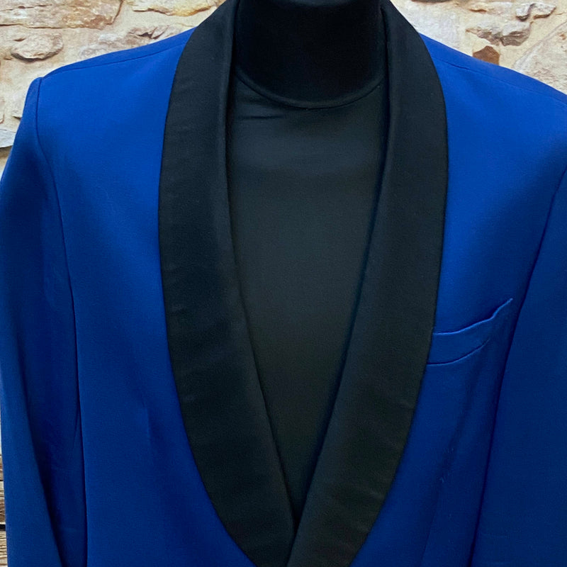 Royalblauer Vintage Smoking-Blazer – Gr. 50/52