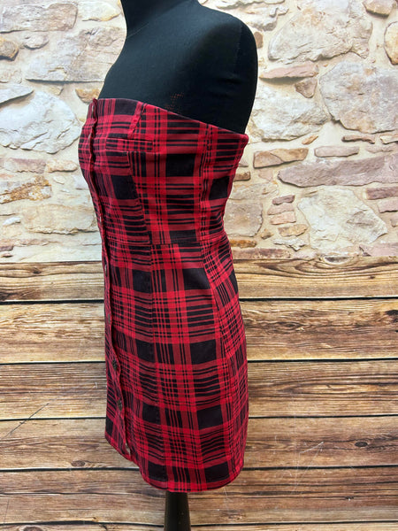 REVIEW Bandeau-Kleid im Karo-Design – Gr. 36