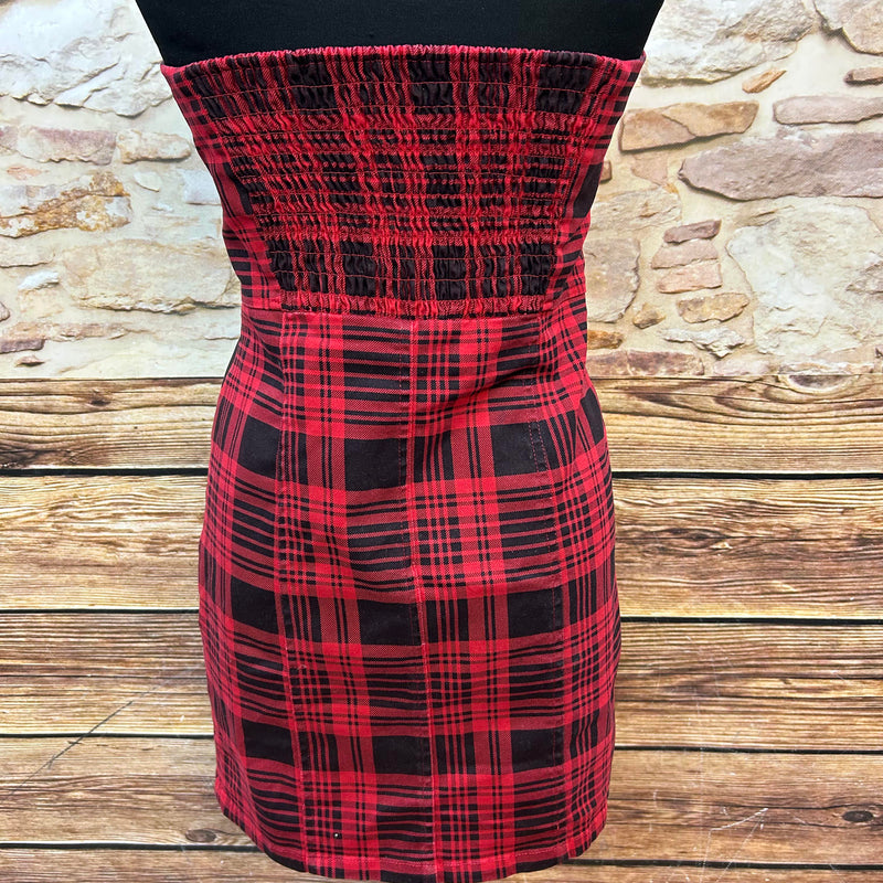 REVIEW Bandeau-Kleid im Karo-Design – Gr. 36