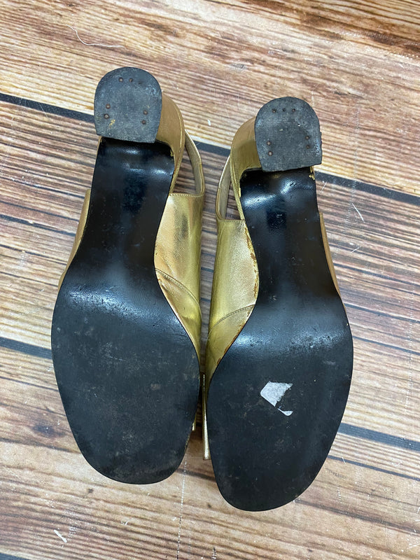 Vintage Slingback Pumps Gold Salamander Gr. 36 – elegante Abendschuhe Peep Toe, Ansicht 4