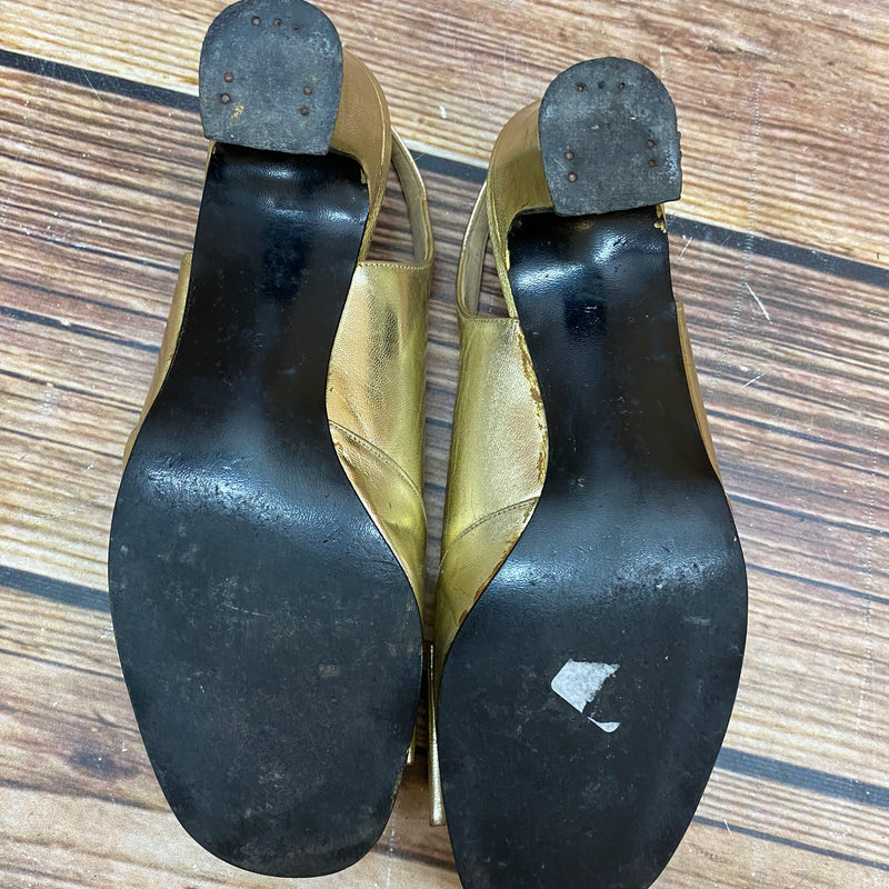 Vintage Slingback Pumps Gold Salamander Gr. 36 – elegante Abendschuhe Peep Toe, Ansicht 4