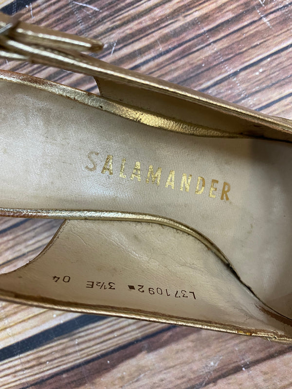 Vintage Slingback Pumps Gold Salamander Gr. 36 – elegante Abendschuhe Peep Toe, Ansicht 5