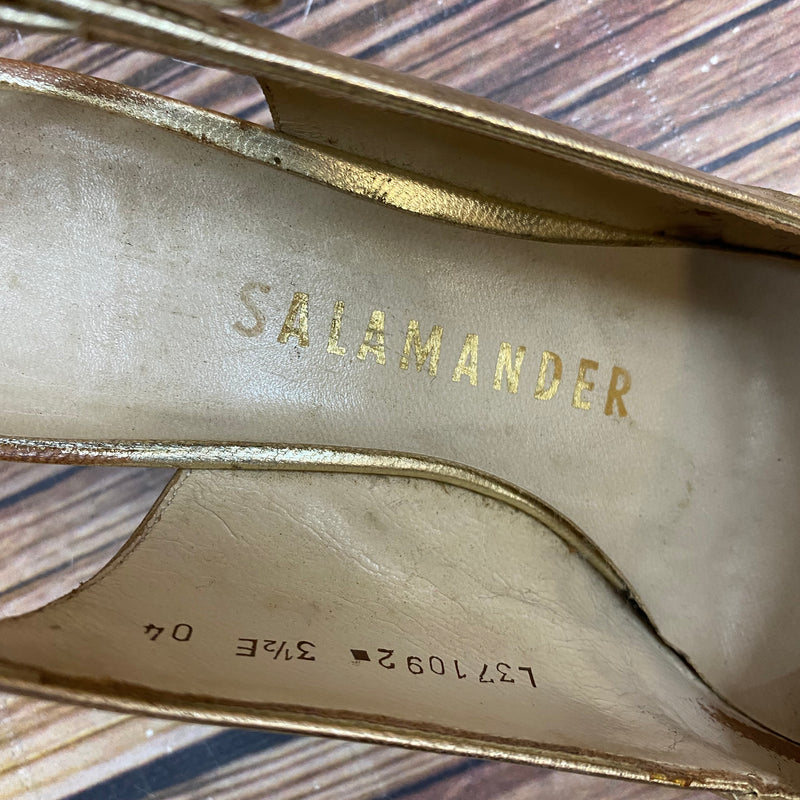 Vintage Slingback Pumps Gold Salamander Gr. 36 – elegante Abendschuhe Peep Toe, Ansicht 5